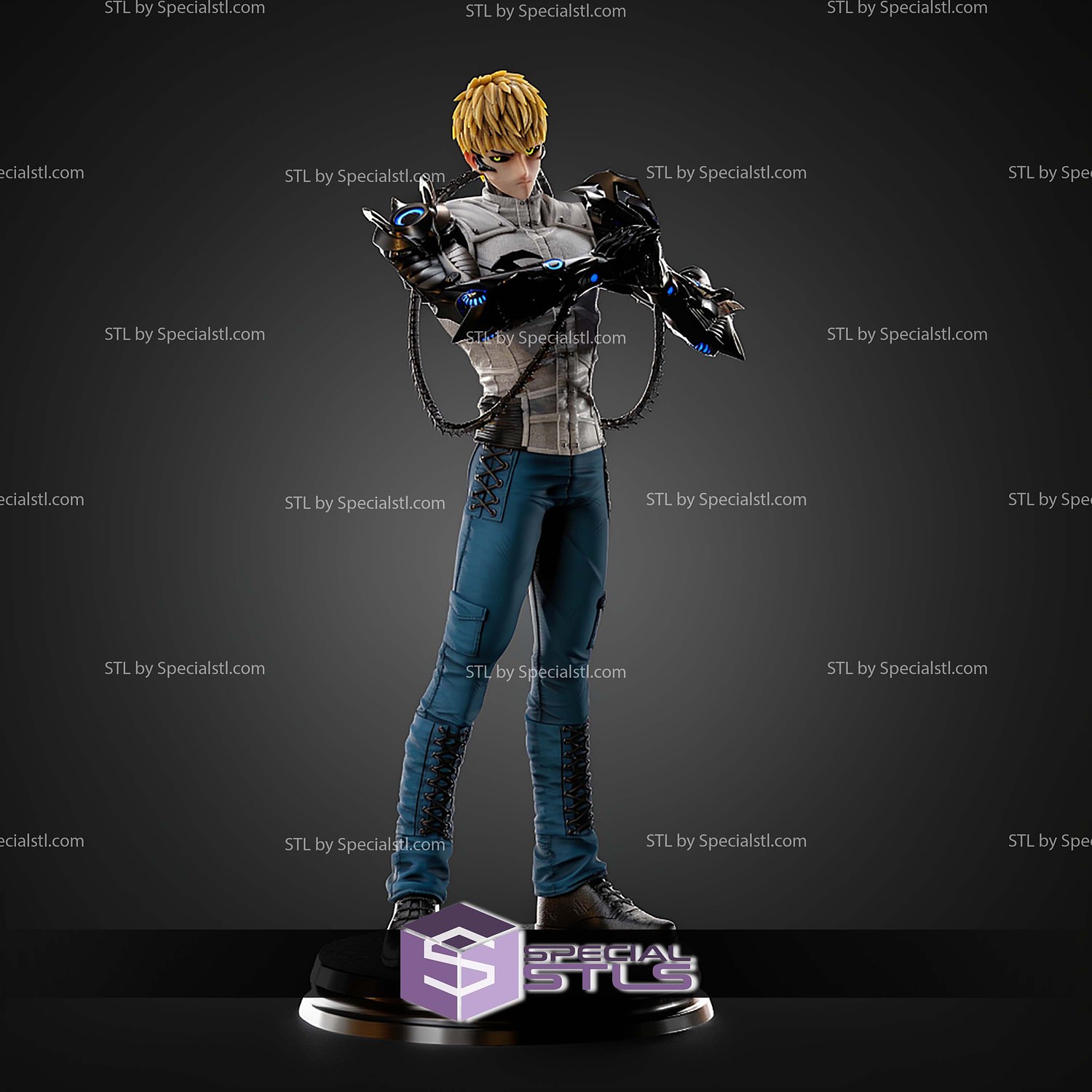 Genos powerful cyborg STL Files 3D Model — view 6