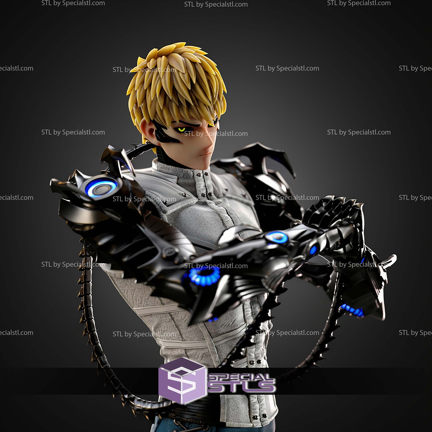 Genos powerful cyborg STL Files 3D Model — view 7