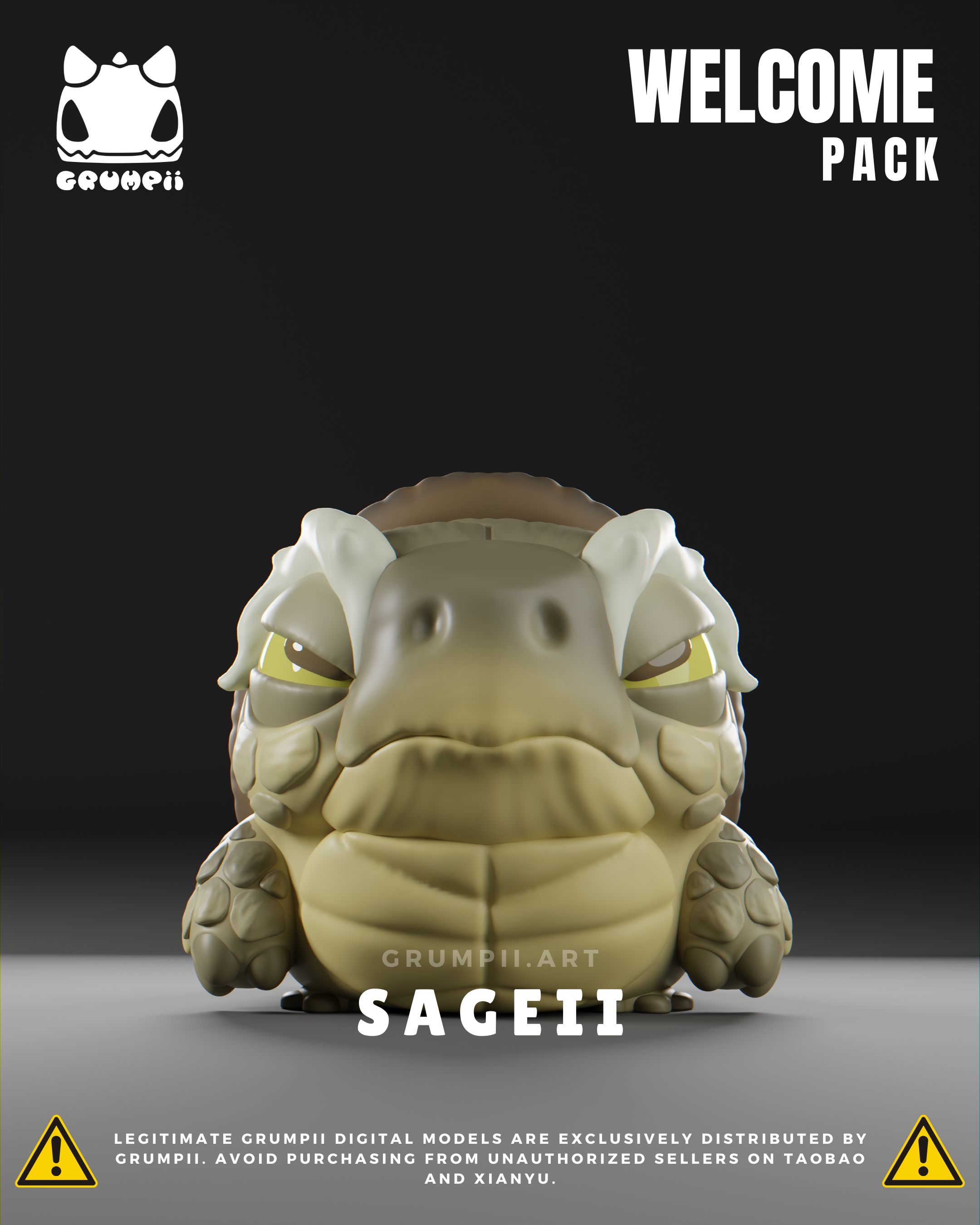 Grumpii 3D Printable Art Toy - Welcome Pack - Sageii STL Model
