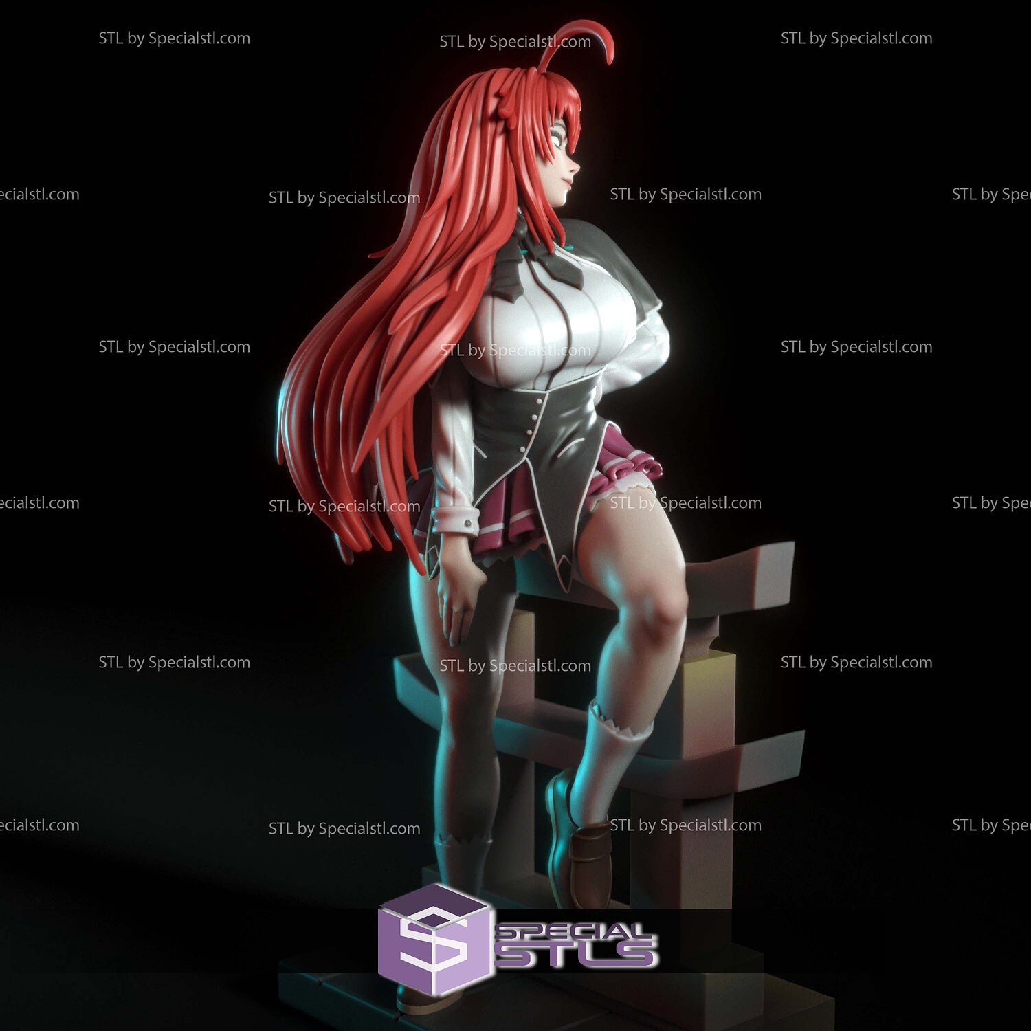 Rias Gremory Sitting 3D Print Files STL Model — view 3