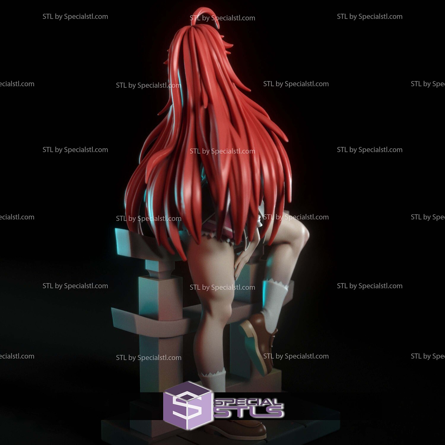 Rias Gremory Sitting 3D Print Files STL Model — view 4