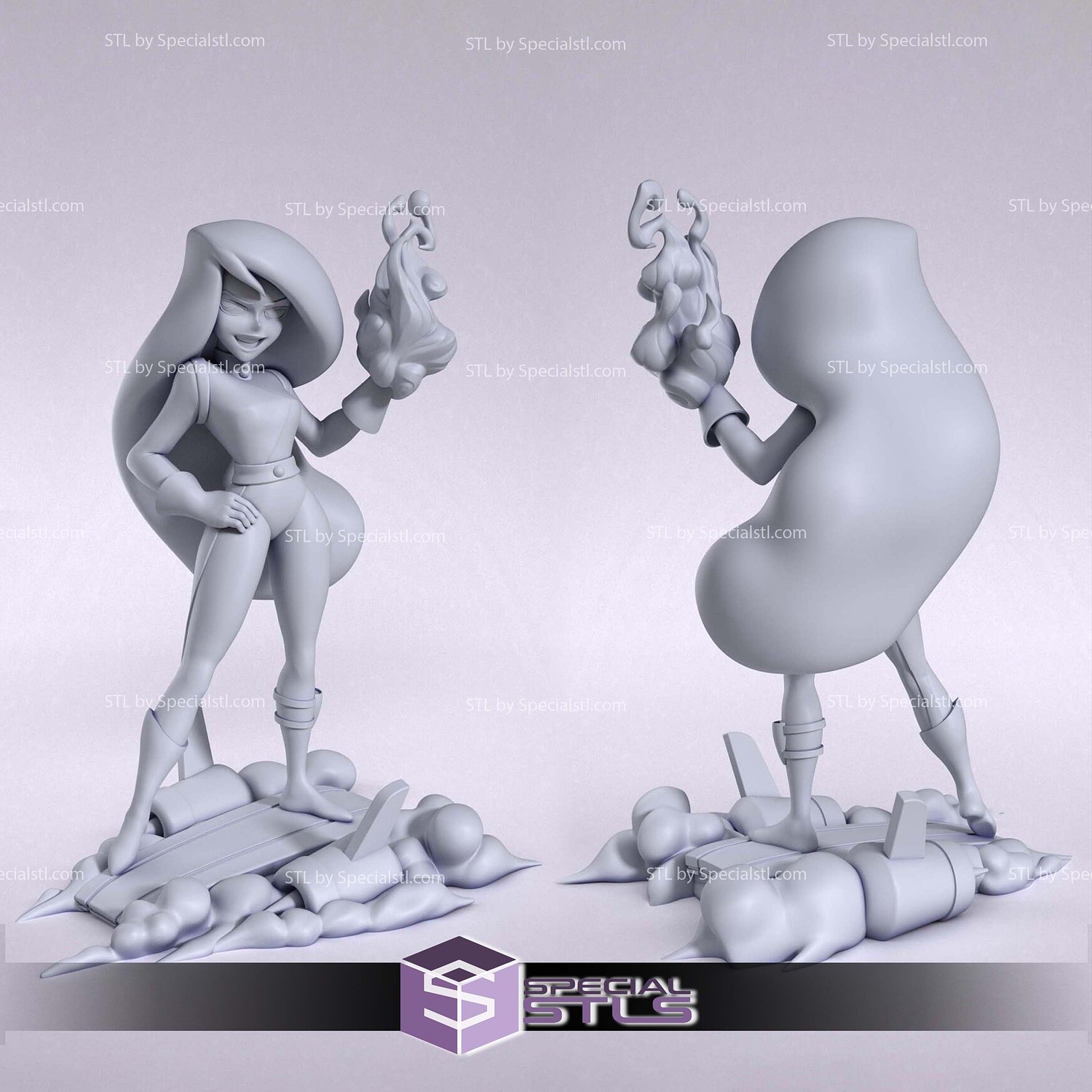 Shego Kim Possible Green Effect 3D Printer Files STL Model — view 2