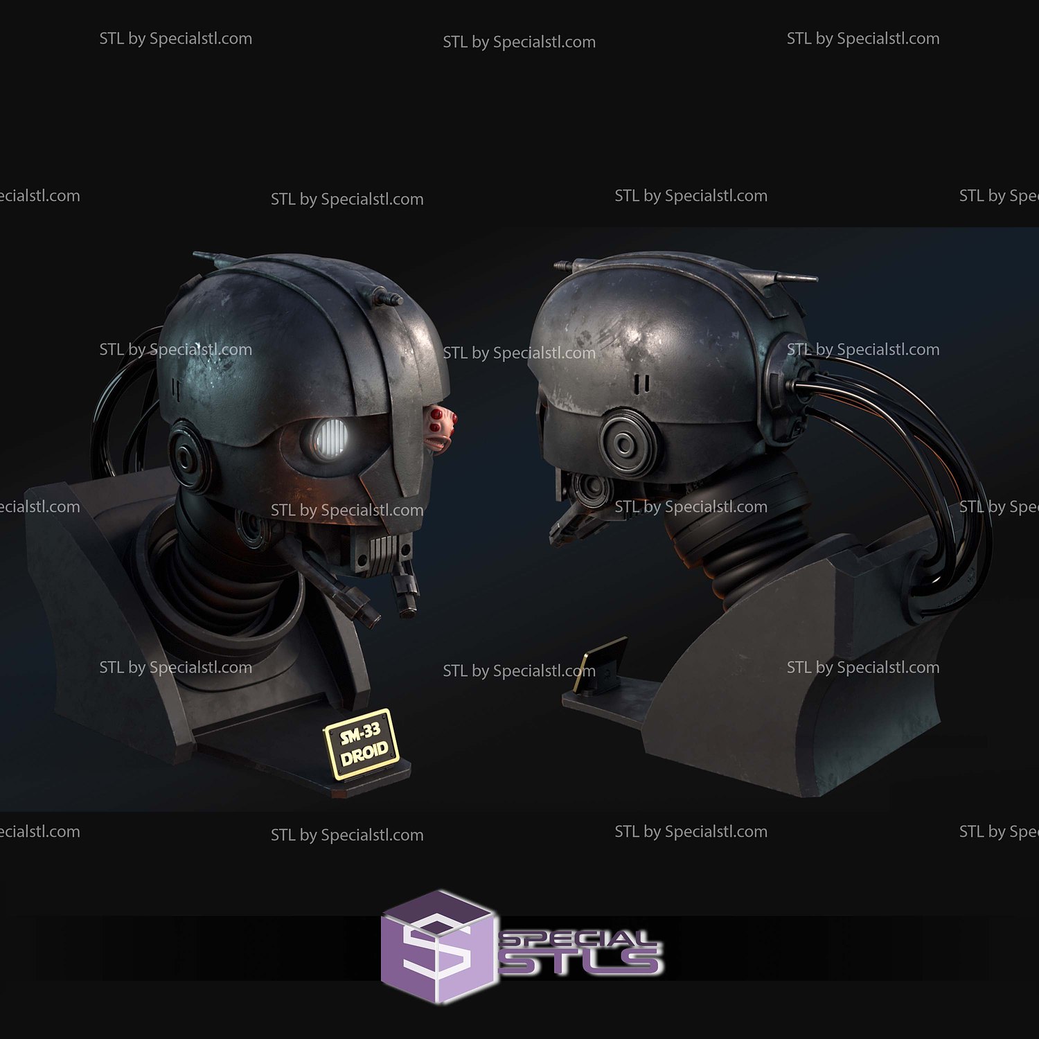 SM33 Droid Bust STL Files 3D Model — view 2