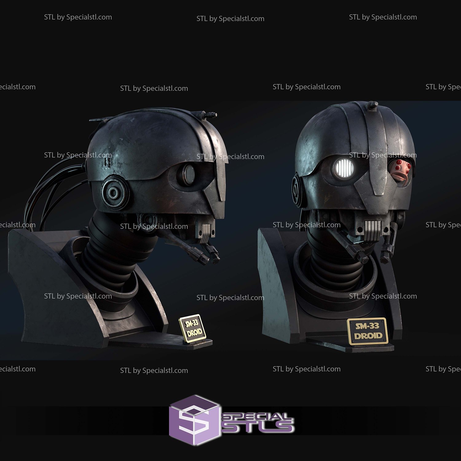 SM33 Droid Bust STL Files 3D Model — view 4