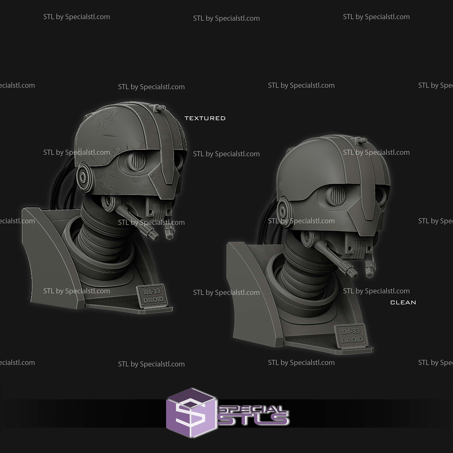 SM33 Droid Bust STL Files 3D Model — view 5