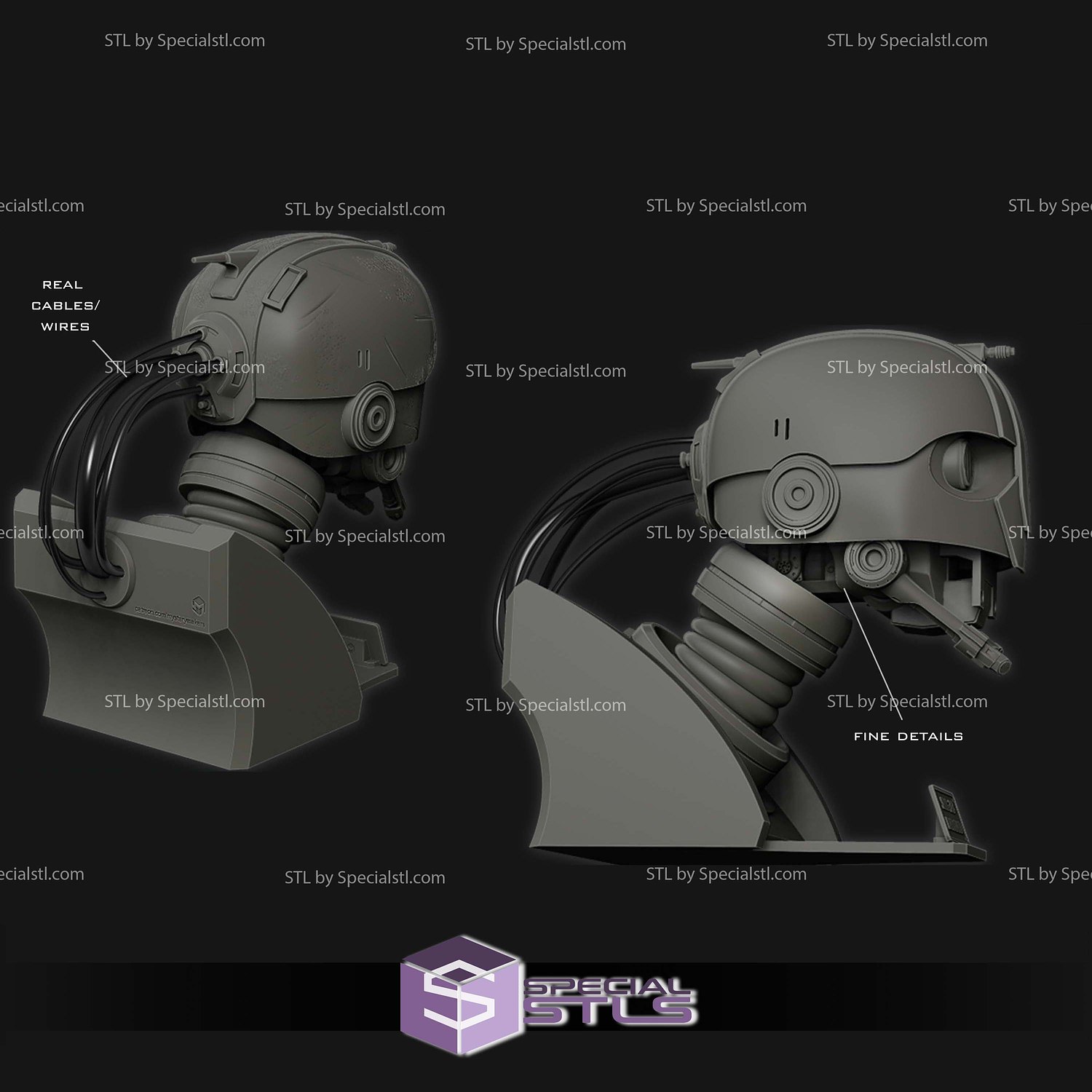 SM33 Droid Bust STL Files 3D Model — view 6