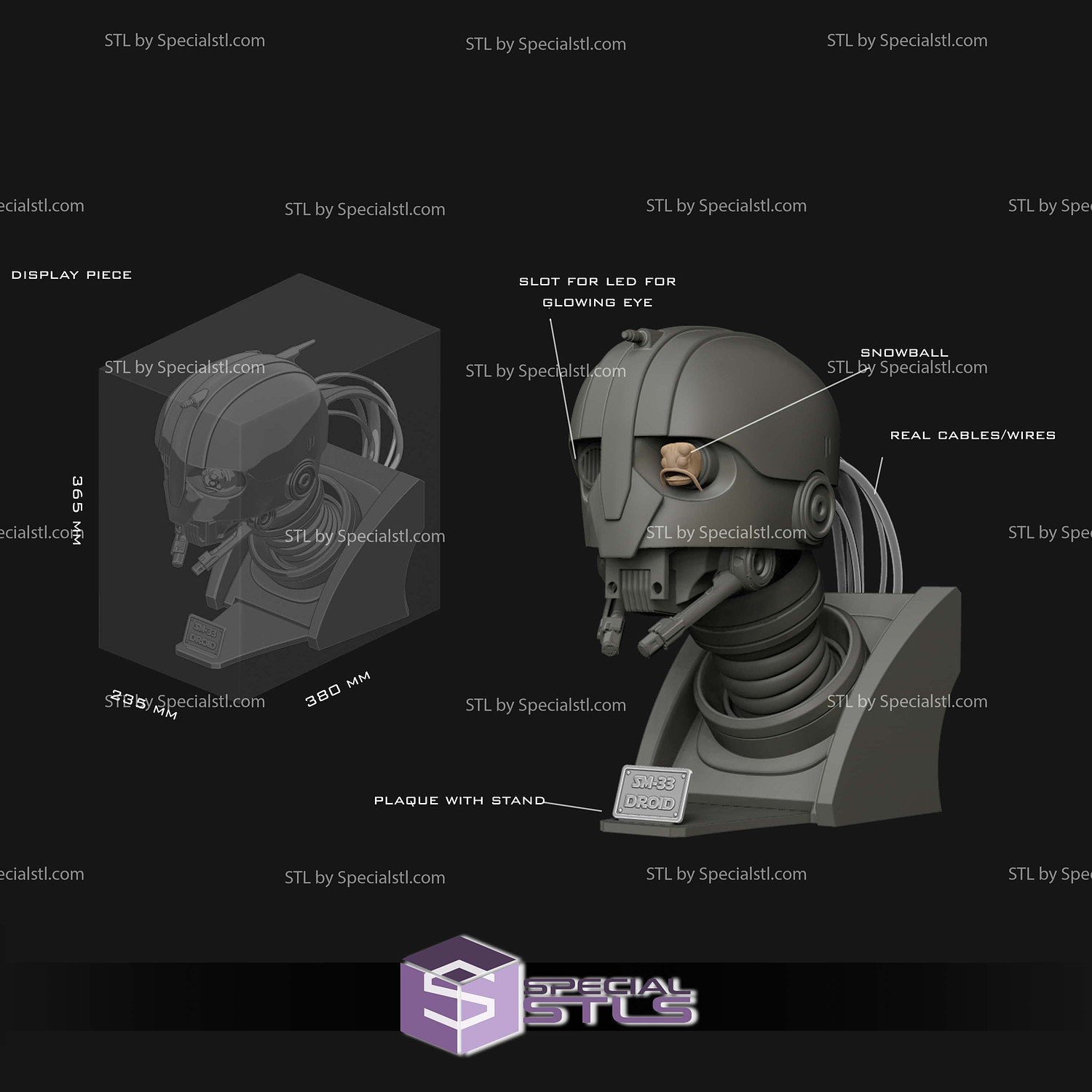 SM33 Droid Bust STL Files 3D Model — view 7