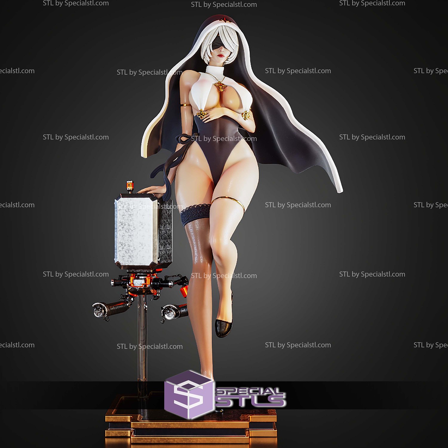 2B Nier Autamata Nun STL Files 3D Model — view 2