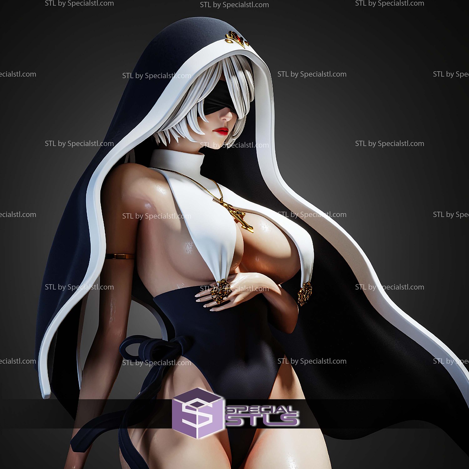2B Nier Autamata Nun STL Files 3D Model — view 4