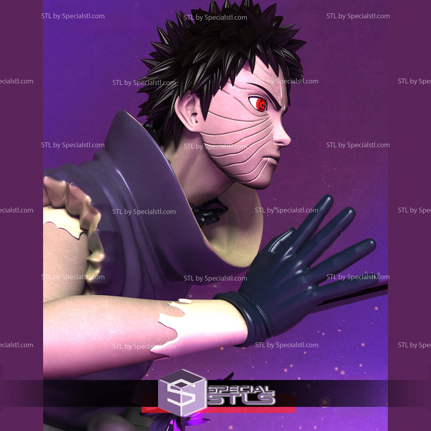 Obito Battle Bust 3D Printer Files STL Model — view 4