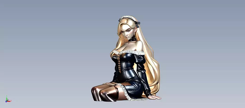 BLONDE MAID 3D OBJ Model