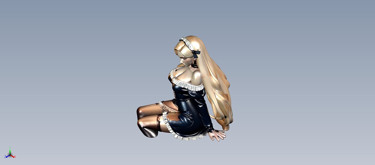 BLONDE MAID 3D OBJ Model — view 3