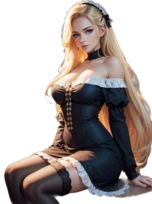 BLONDE MAID 3D OBJ Model — view 4