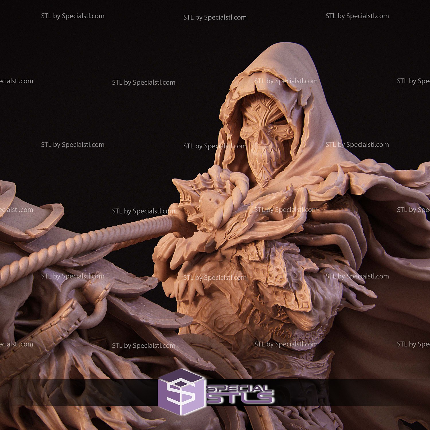 The Four Horseman Death on Horse STL Files 3D Model — view 3