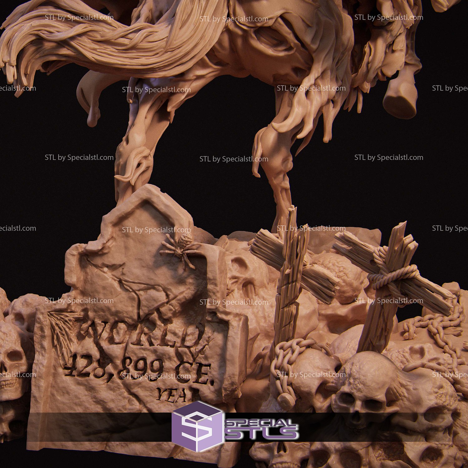 The Four Horseman Death on Horse STL Files 3D Model — view 4