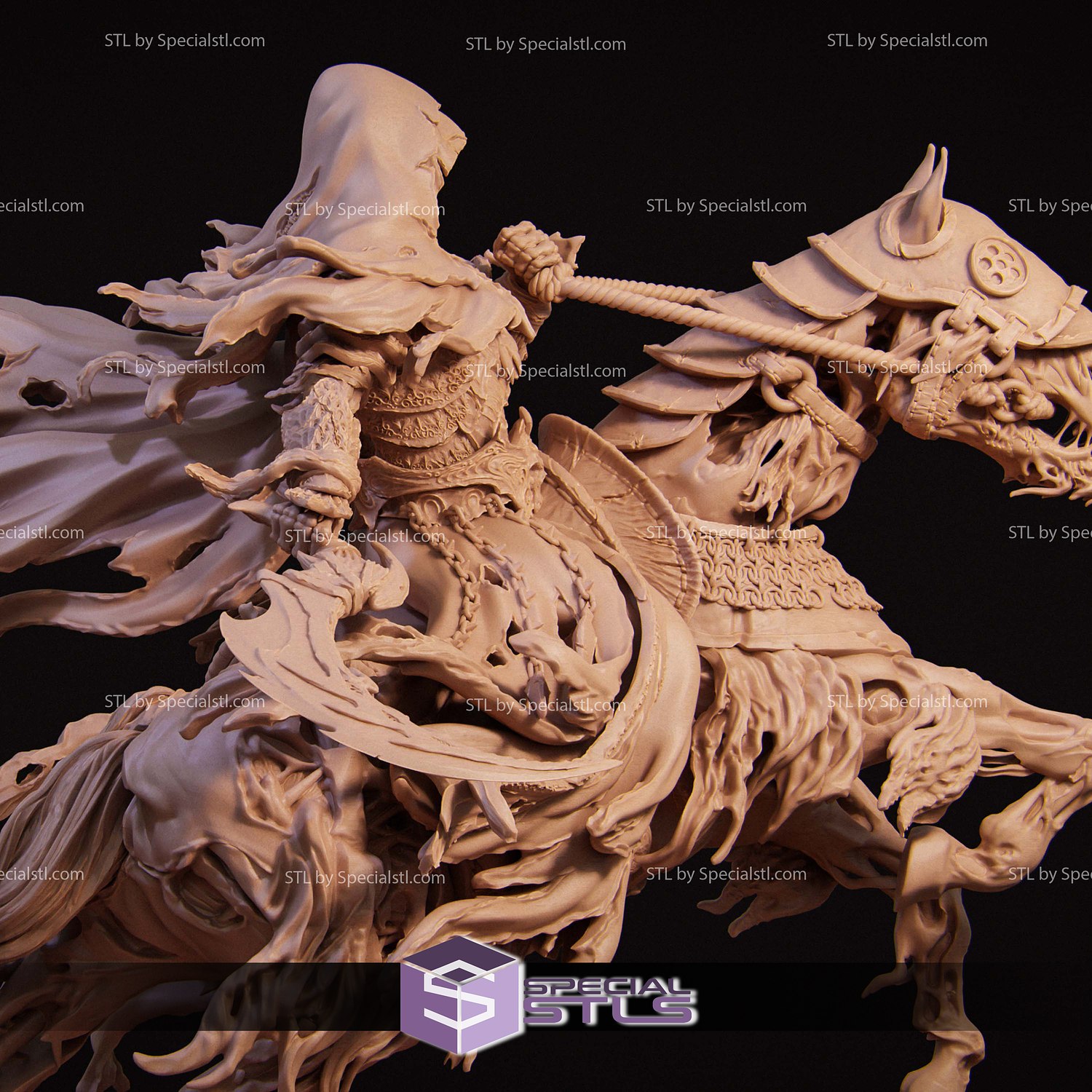 The Four Horseman Death on Horse STL Files 3D Model — view 5