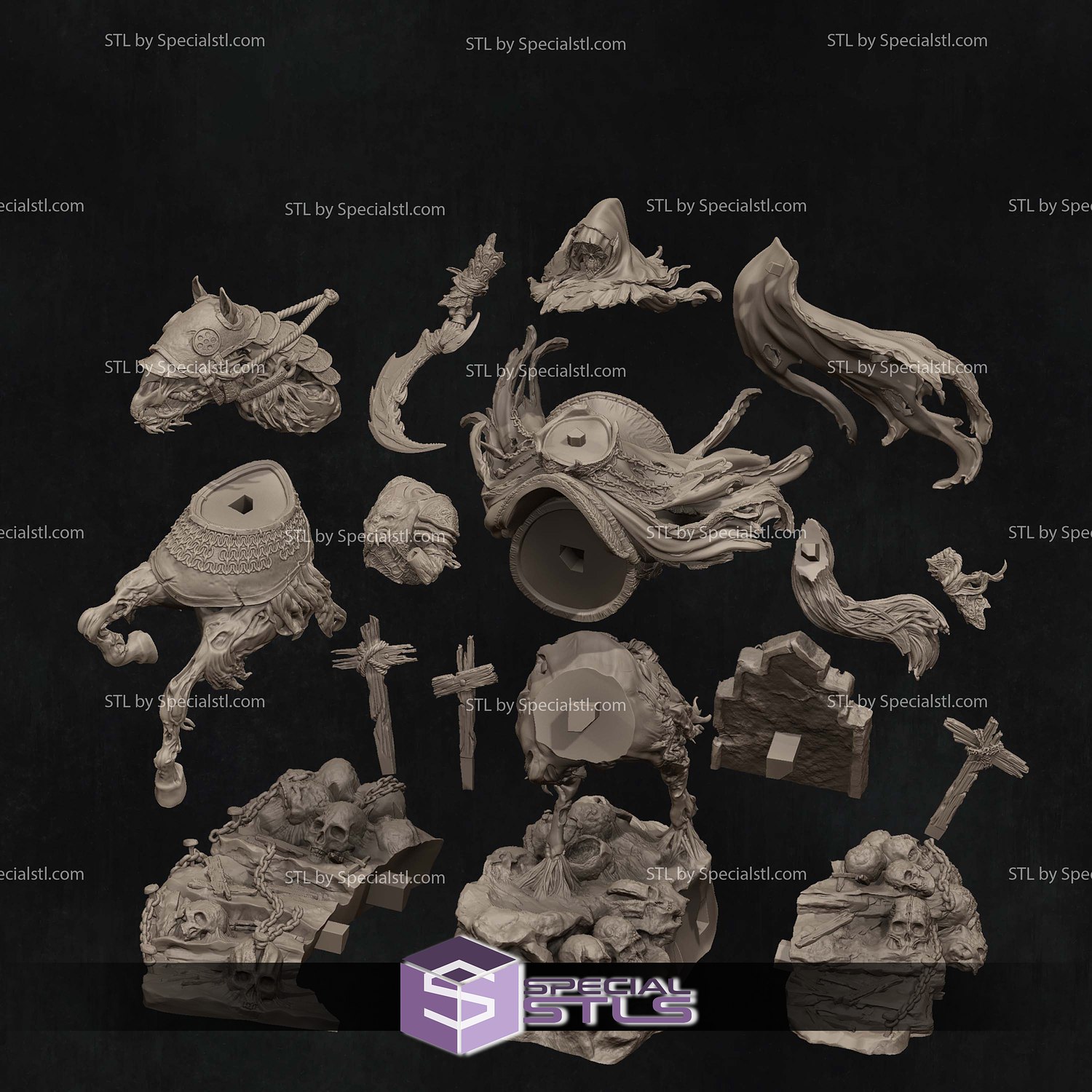 The Four Horseman Death on Horse STL Files 3D Model — view 8