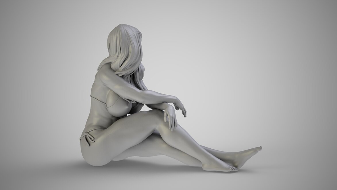 Girl in the Window 3D 3MF Model — view 4
