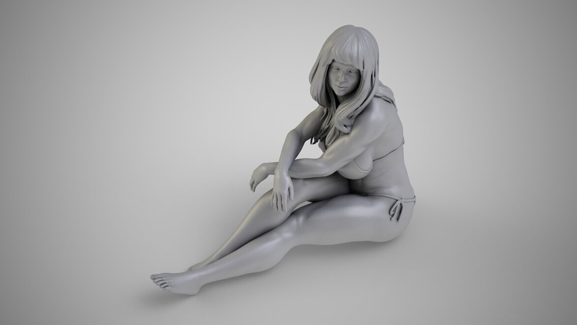 Girl in the Window 3D 3MF Model — view 7
