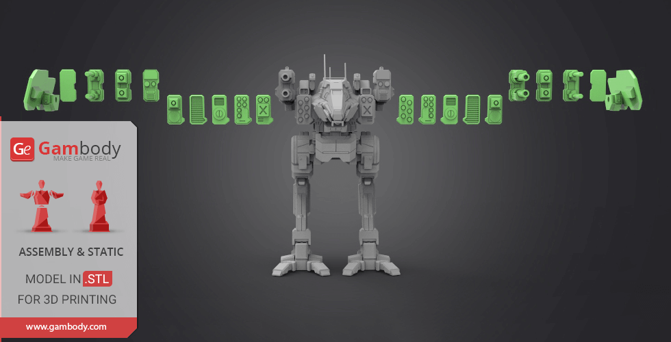 MWO Raven Weapon Kit 3D Printing Files | Assembly STL Model