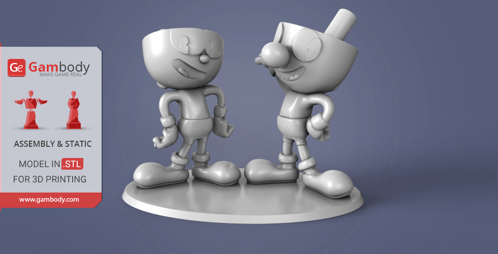 Cuphead and Mugman 3D Printer Files | Assembly STL Model