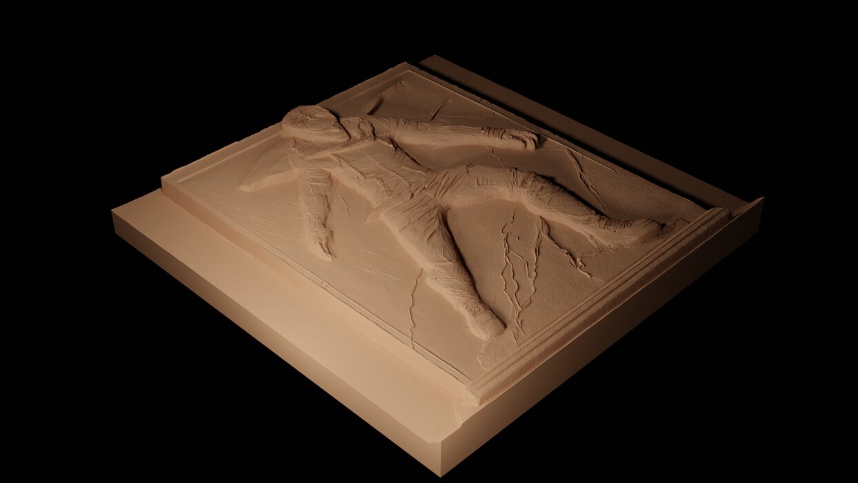 Alex Mercer Prototype CNC 3d Print High Relief Sand Casting OBJ Model — view 3