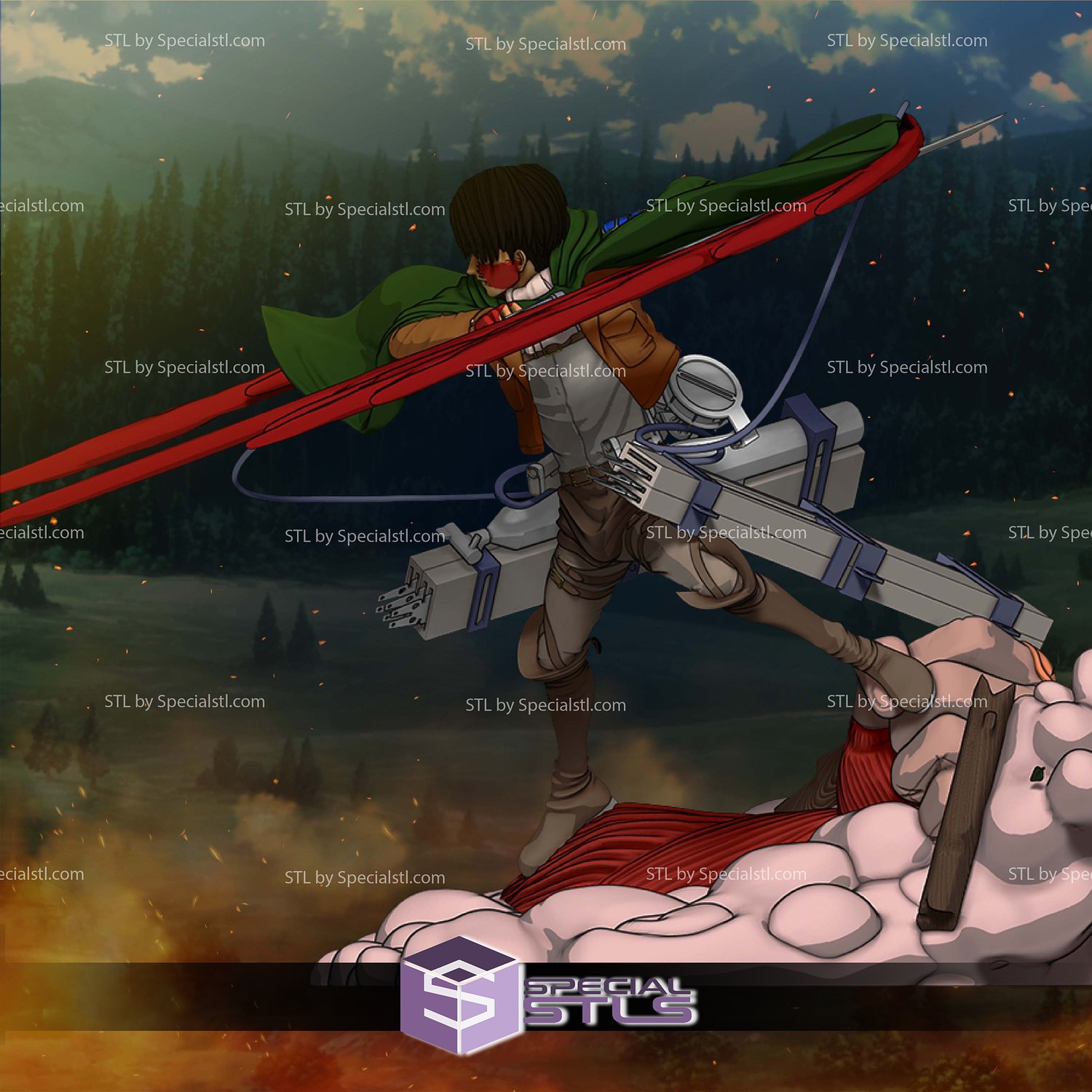 Levi in Battle 3D Printer Files STL Model — view 3