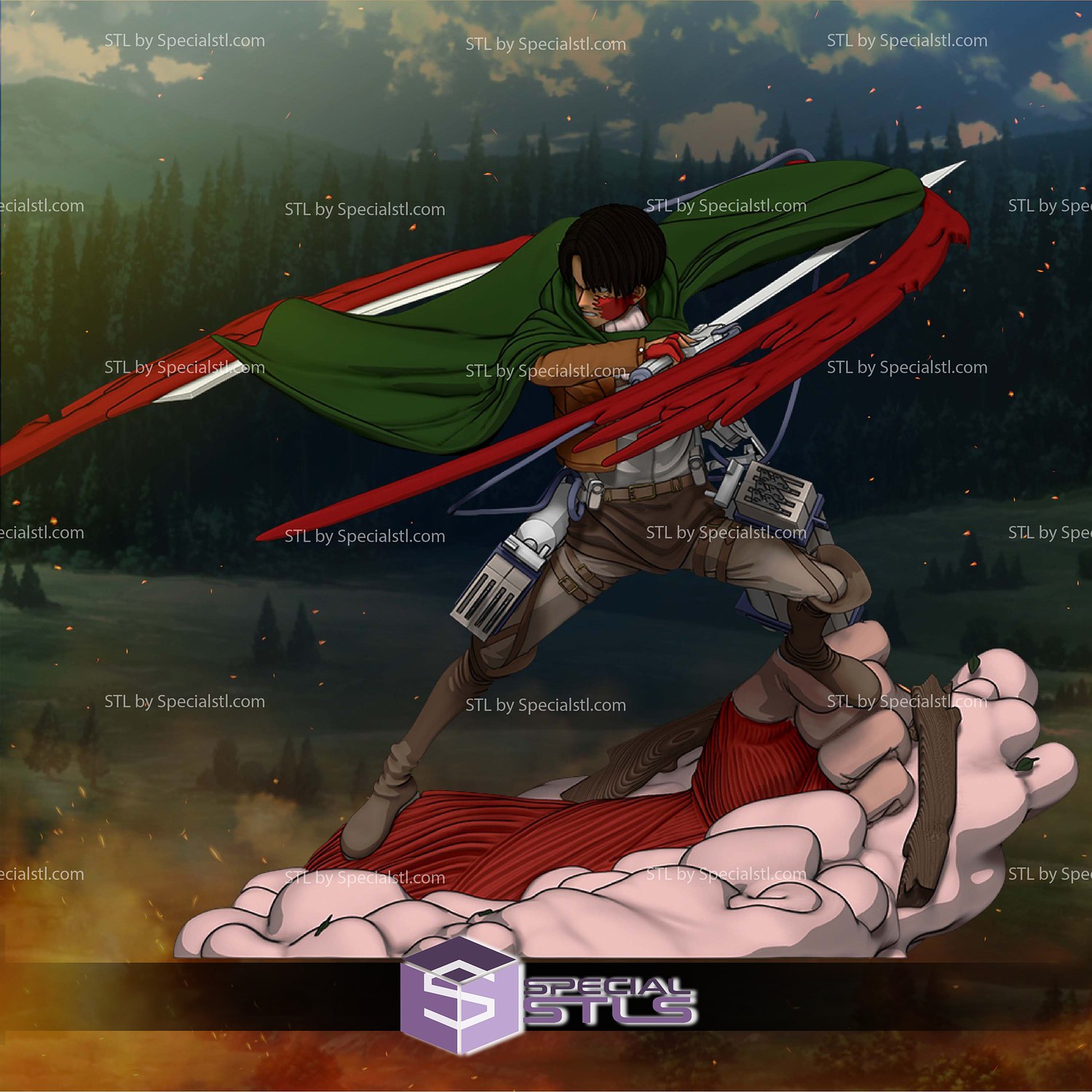Levi in Battle 3D Printer Files STL Model — view 4