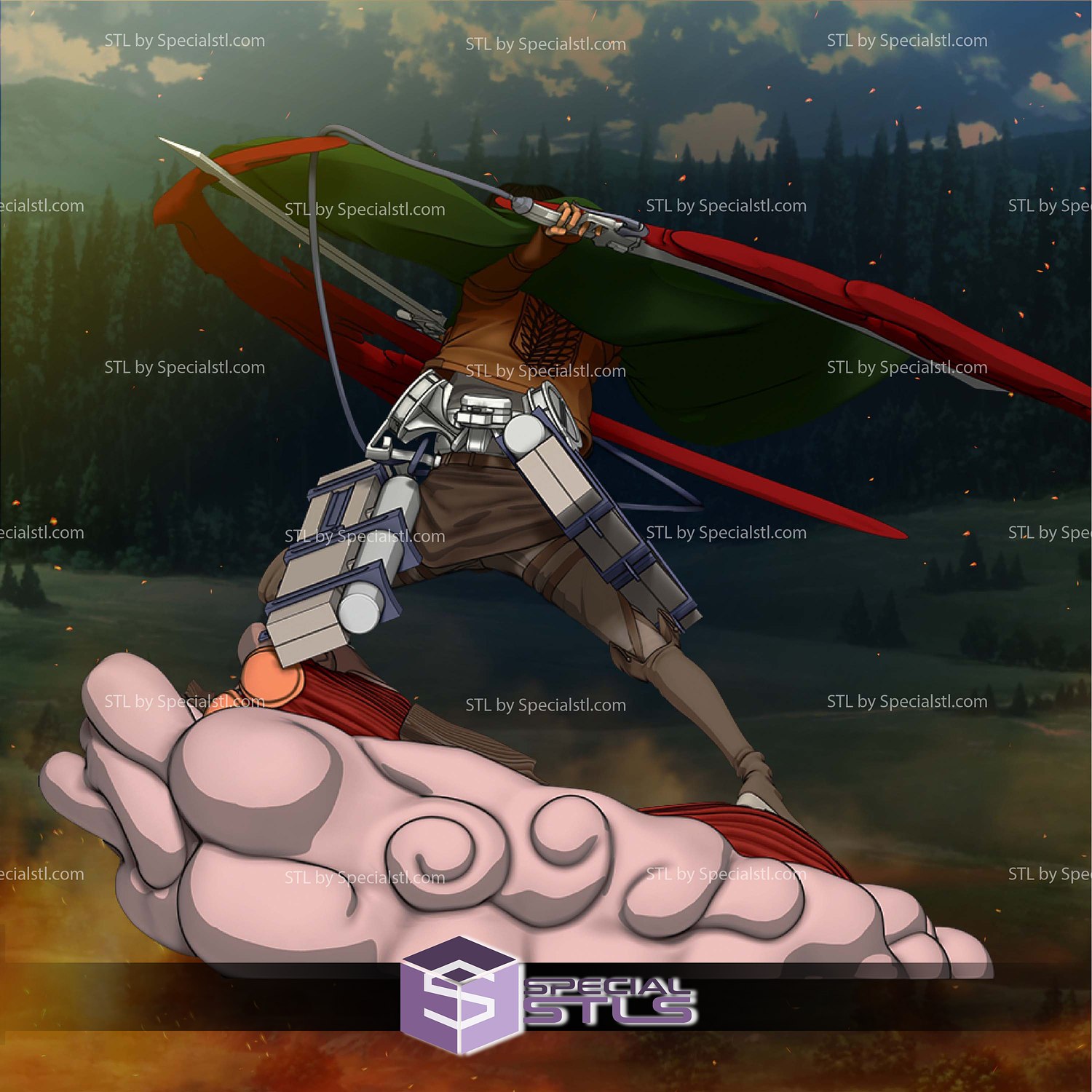 Levi in Battle 3D Printer Files STL Model — view 5