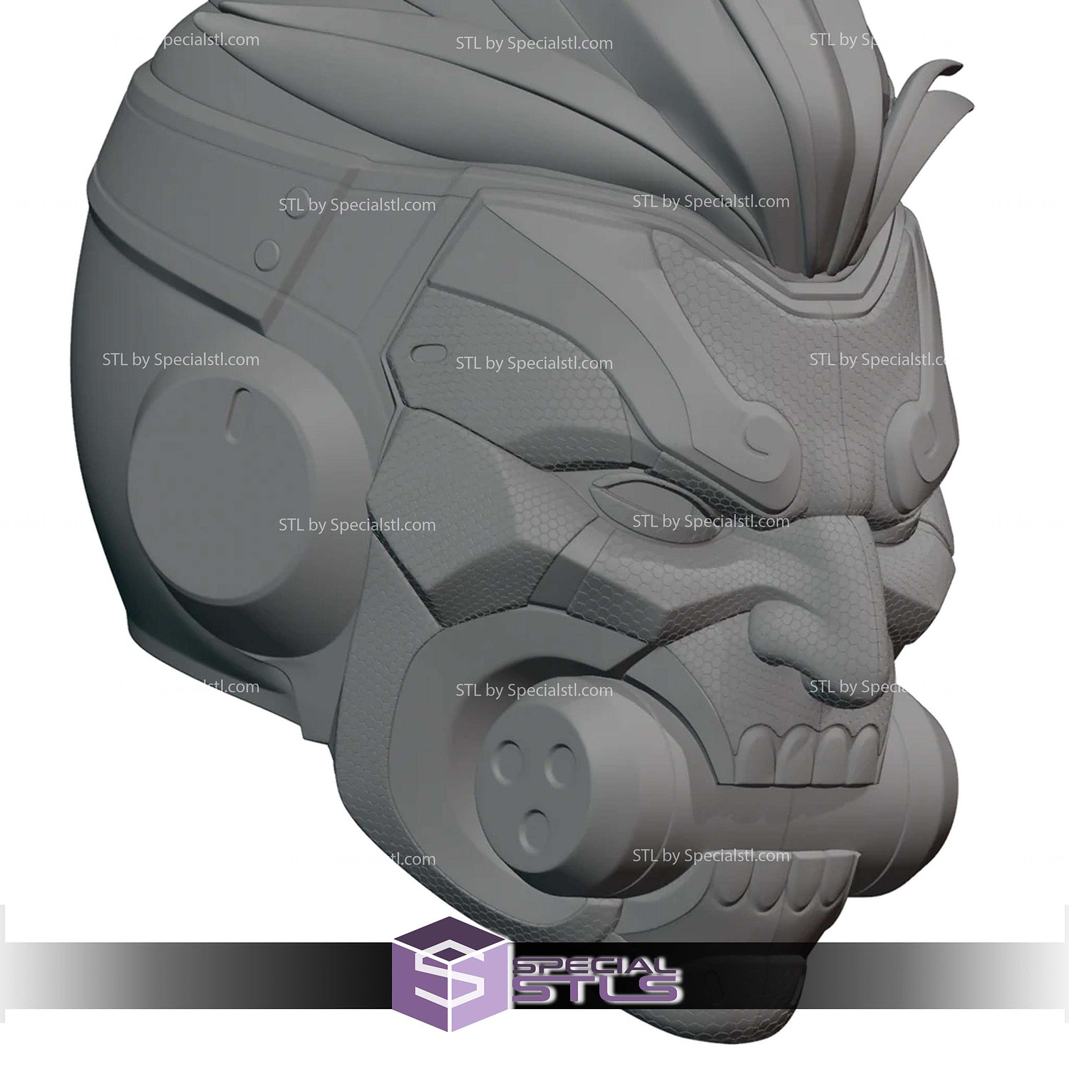 Cosplay STL Files Motorized Overwatch Cyberdemon Genji Helmet 3D Model — view 2
