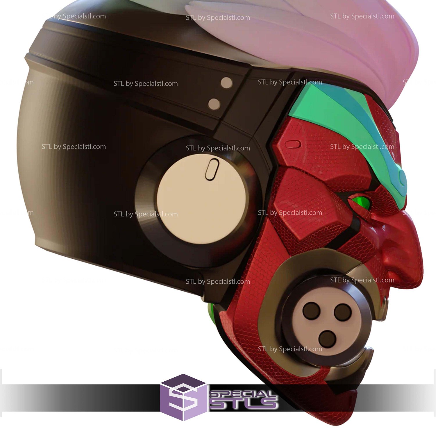 Cosplay STL Files Motorized Overwatch Cyberdemon Genji Helmet 3D Model — view 4