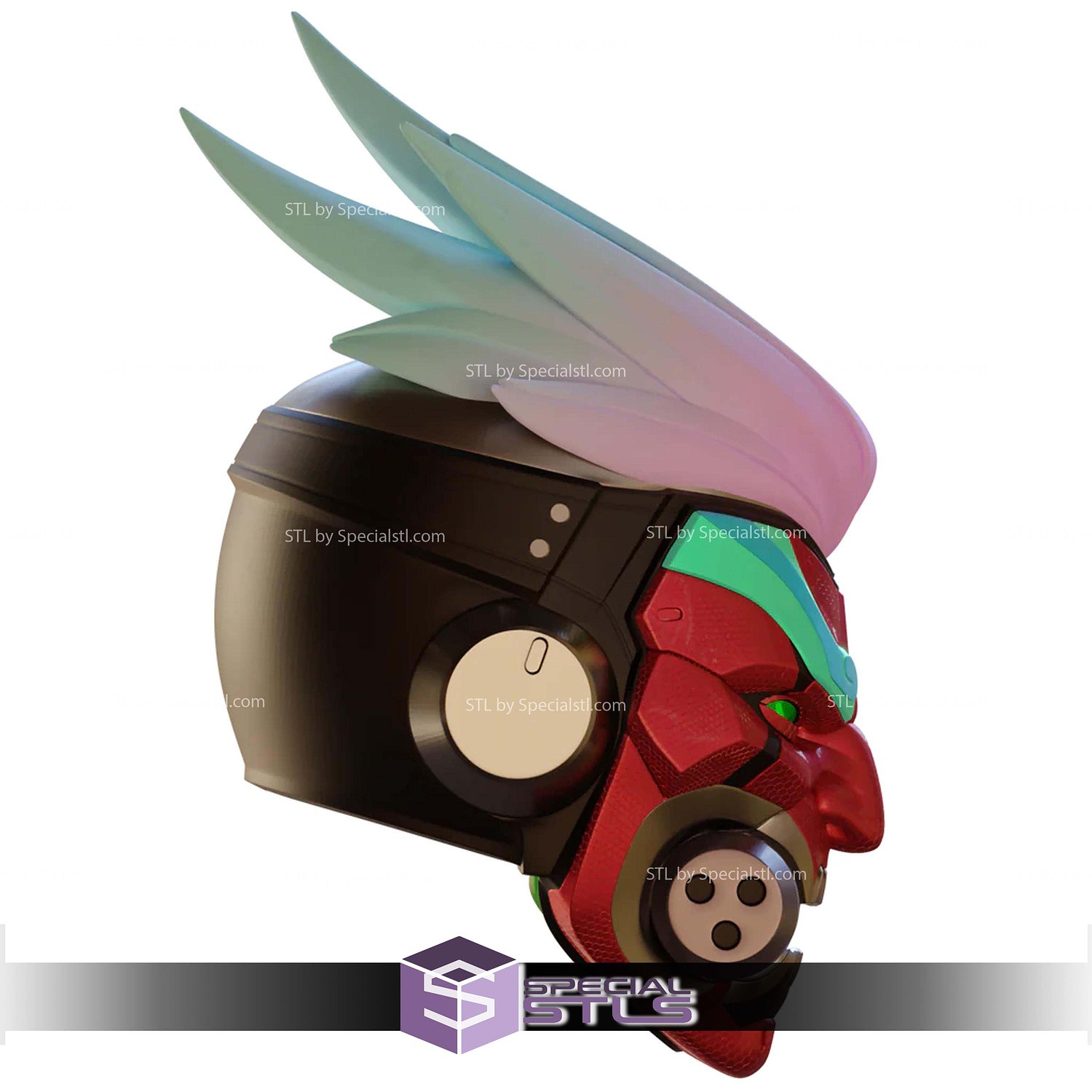 Cosplay STL Files Motorized Overwatch Cyberdemon Genji Helmet 3D Model — view 5