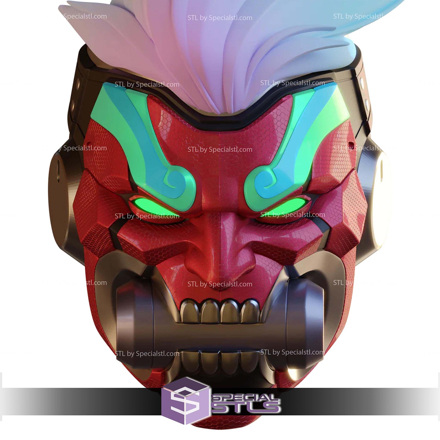 Cosplay STL Files Motorized Overwatch Cyberdemon Genji Helmet 3D Model — view 8