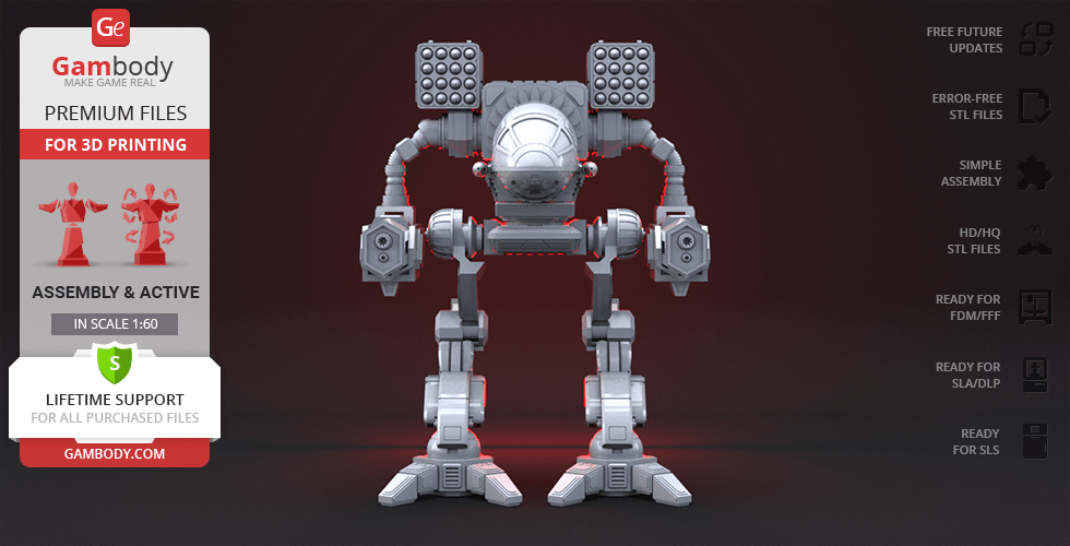MWO Classic MadCat 3D Printing Model | Assembly + Action STL Model