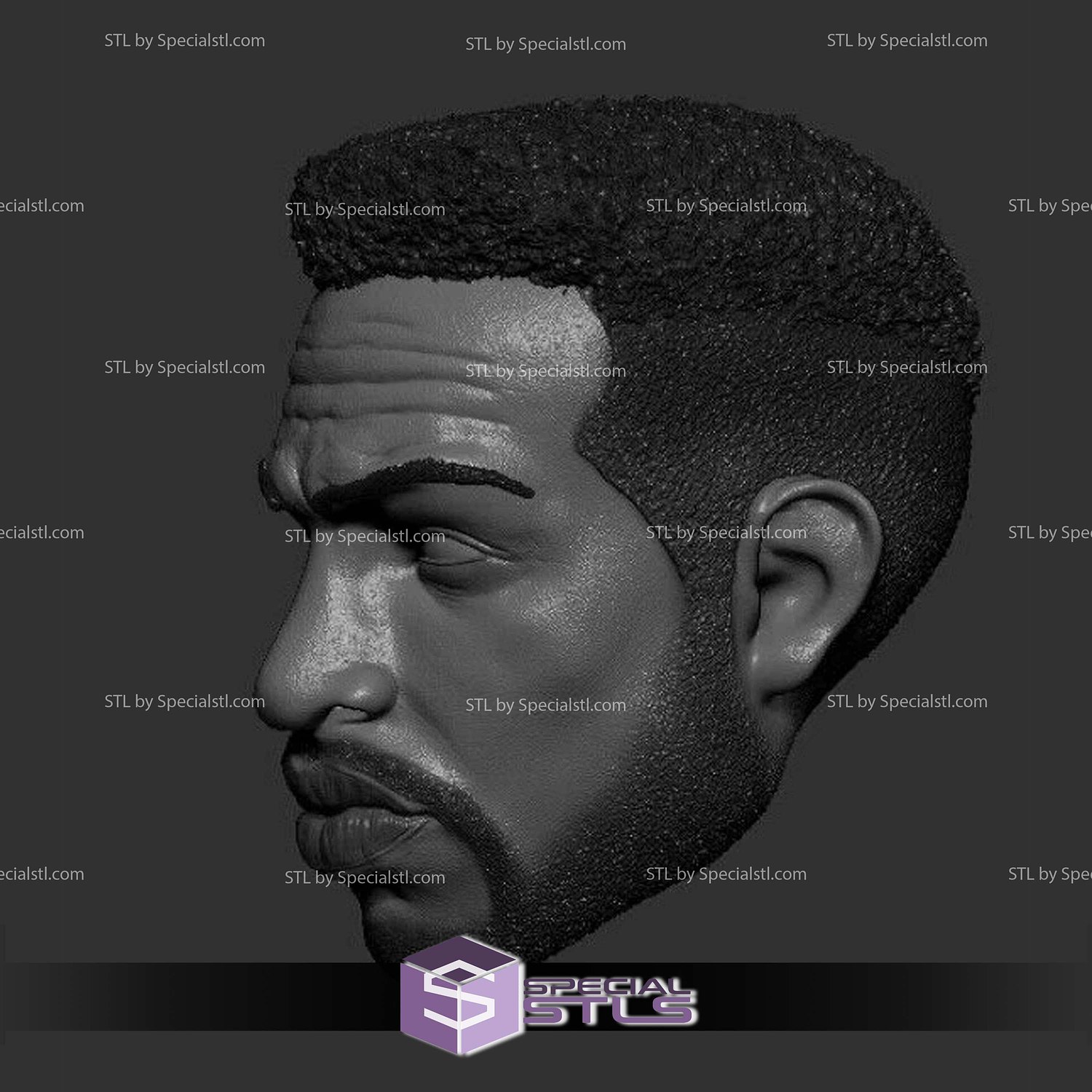 Custom Head STL Jonathan Majors Damian Anderson Creed 3D Model — view 2