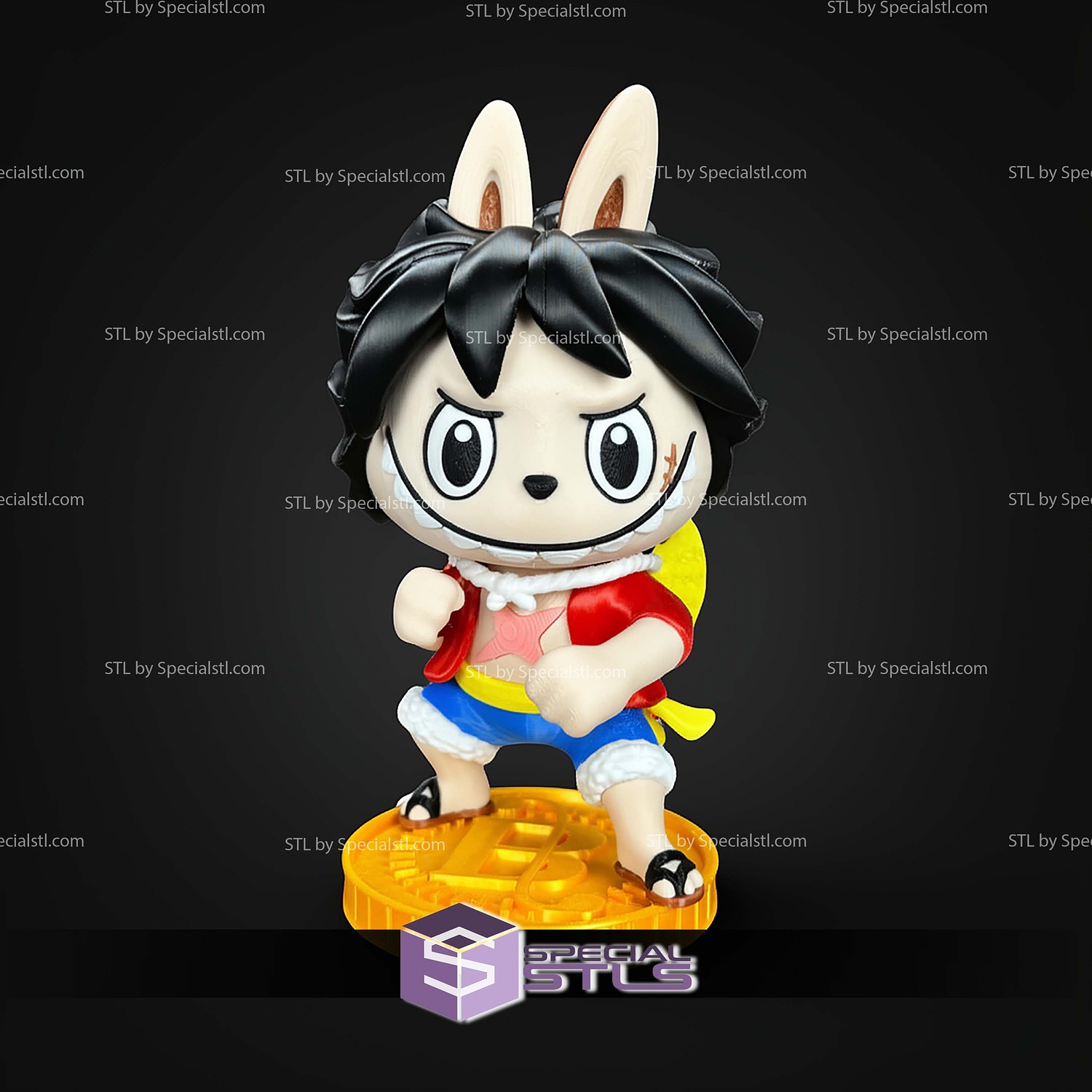 Super Basic STL Labubu Luffy Multipart 3D Model — view 3