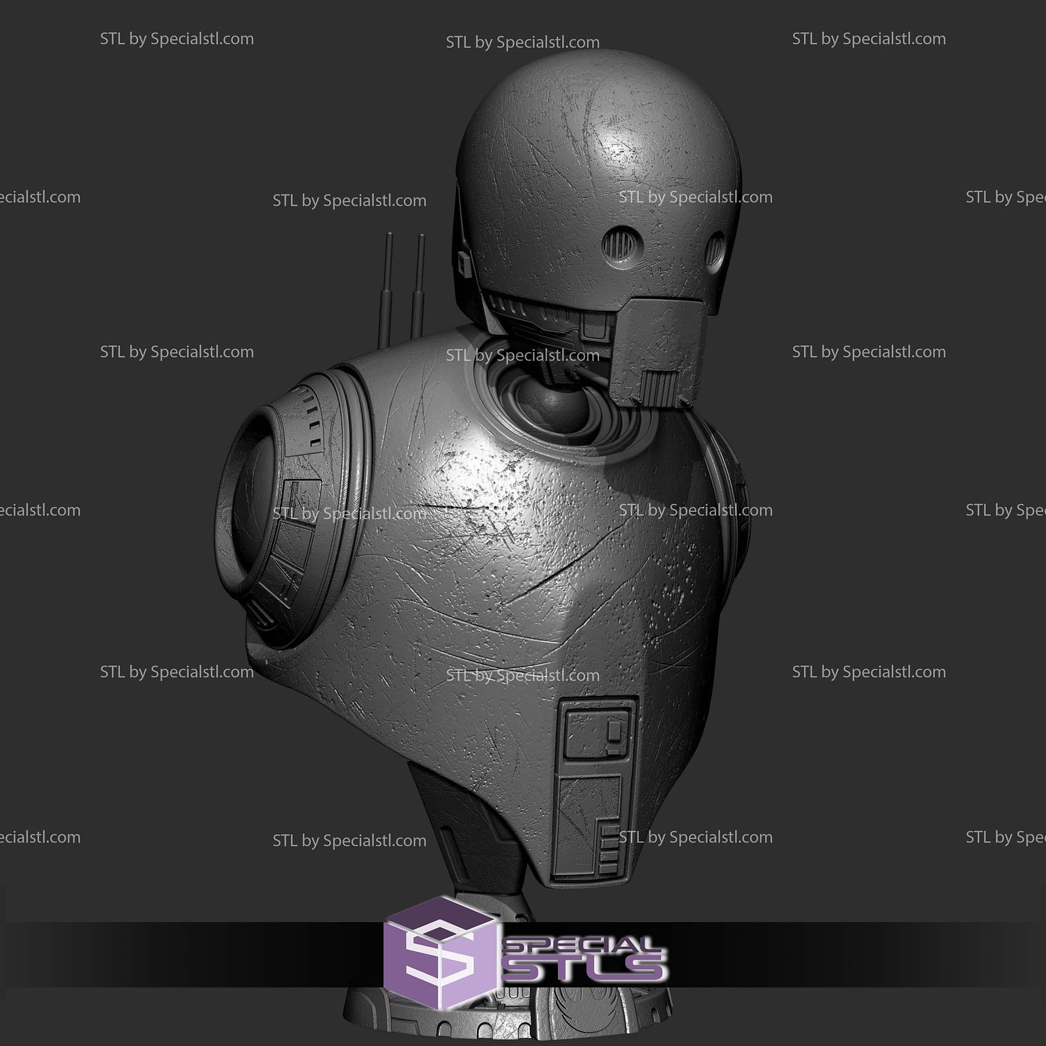 K-2SO Portrait Bust 3D Printer Files STL Model — view 4
