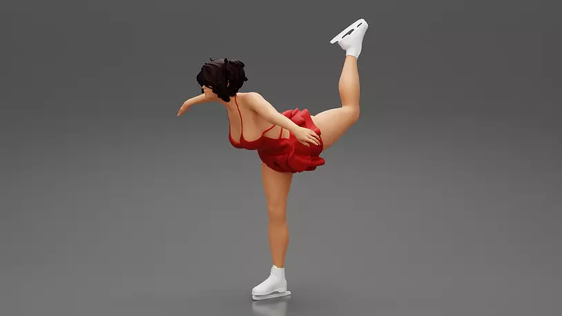 Ice Skating Girl Spiral Pose 3D 3MF Model