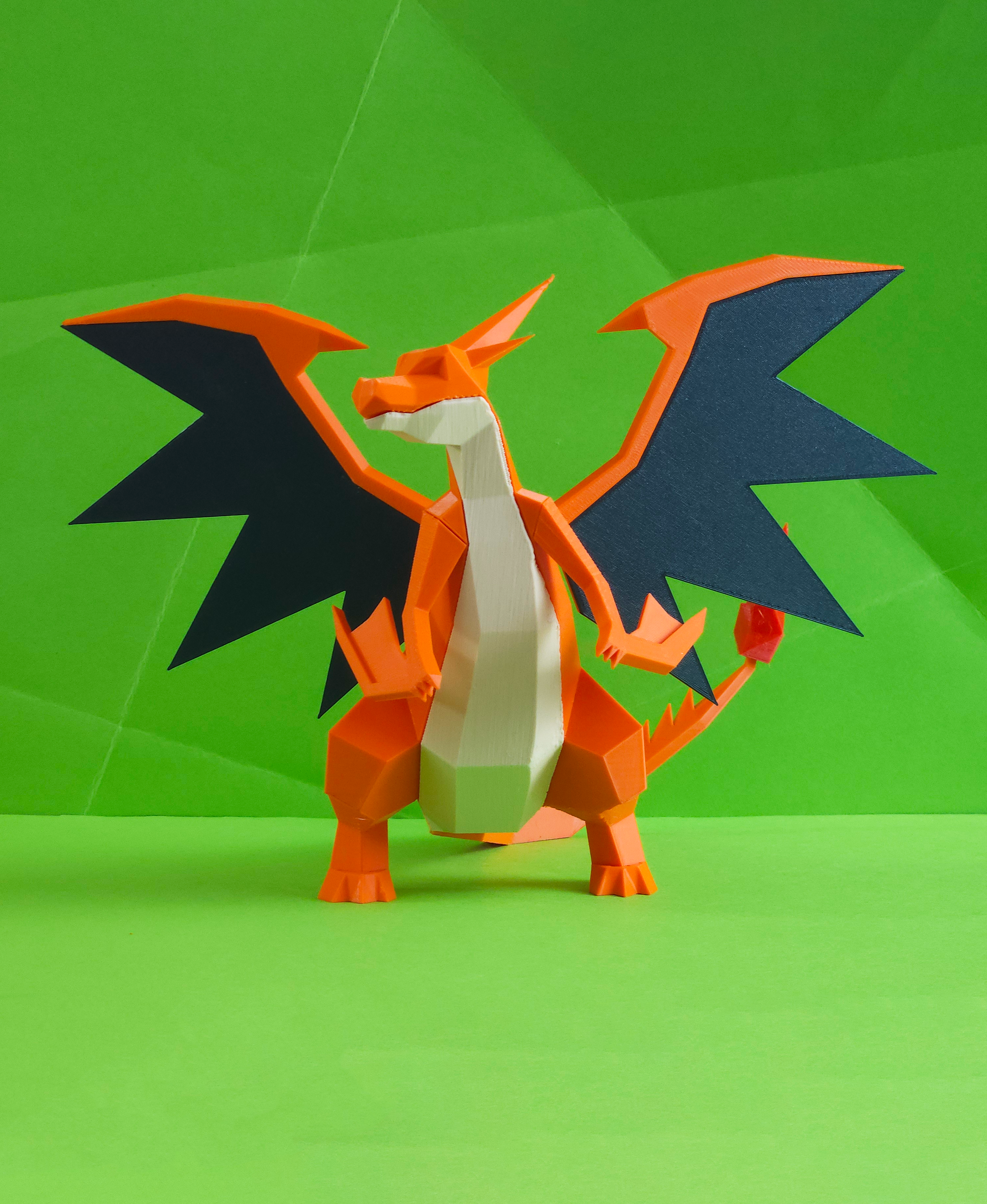 Mega Charizard Y Low Poly Pokemon 3D STL Model