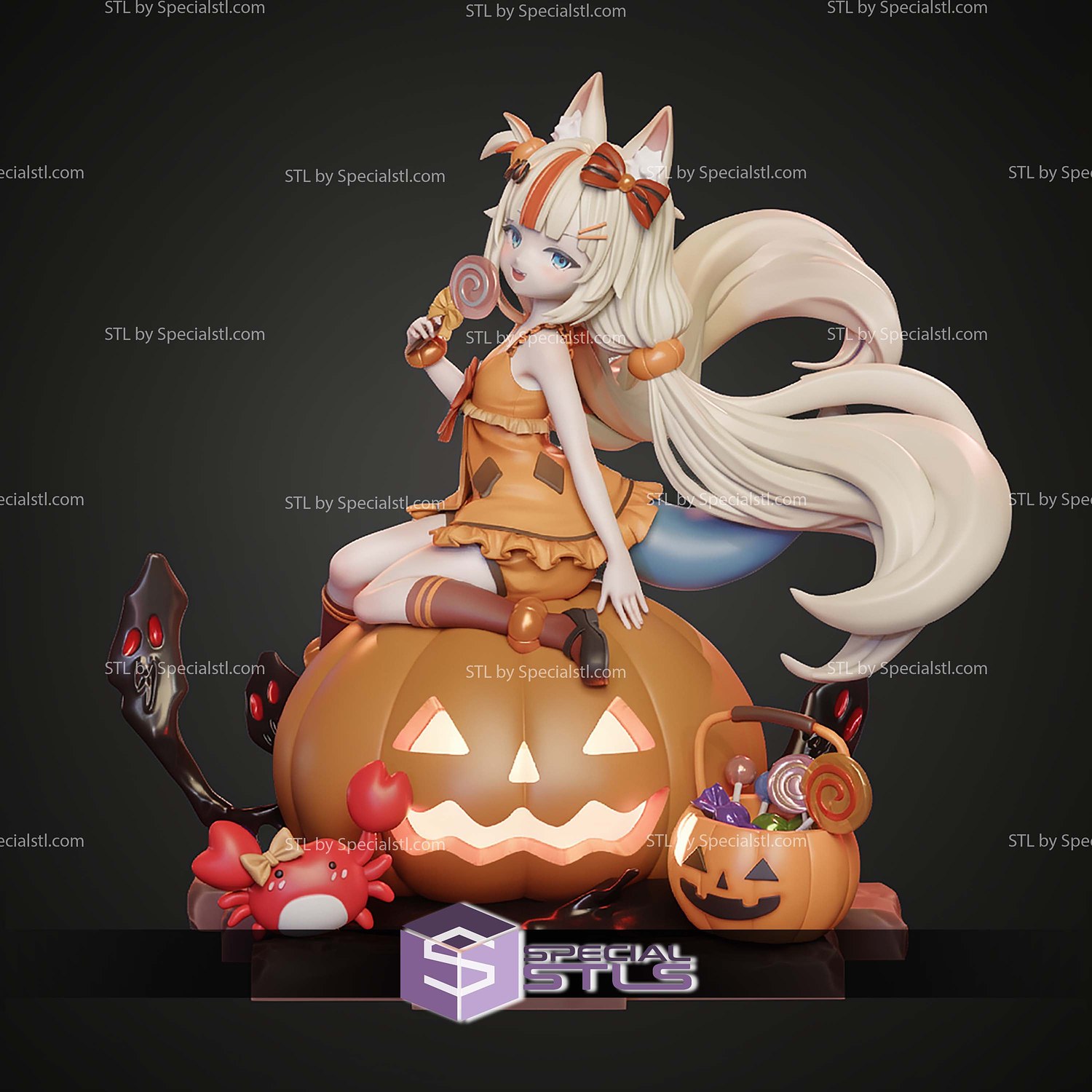Sameko Saba Vtuber Halloween 240mm STL Files 3D Model — view 3
