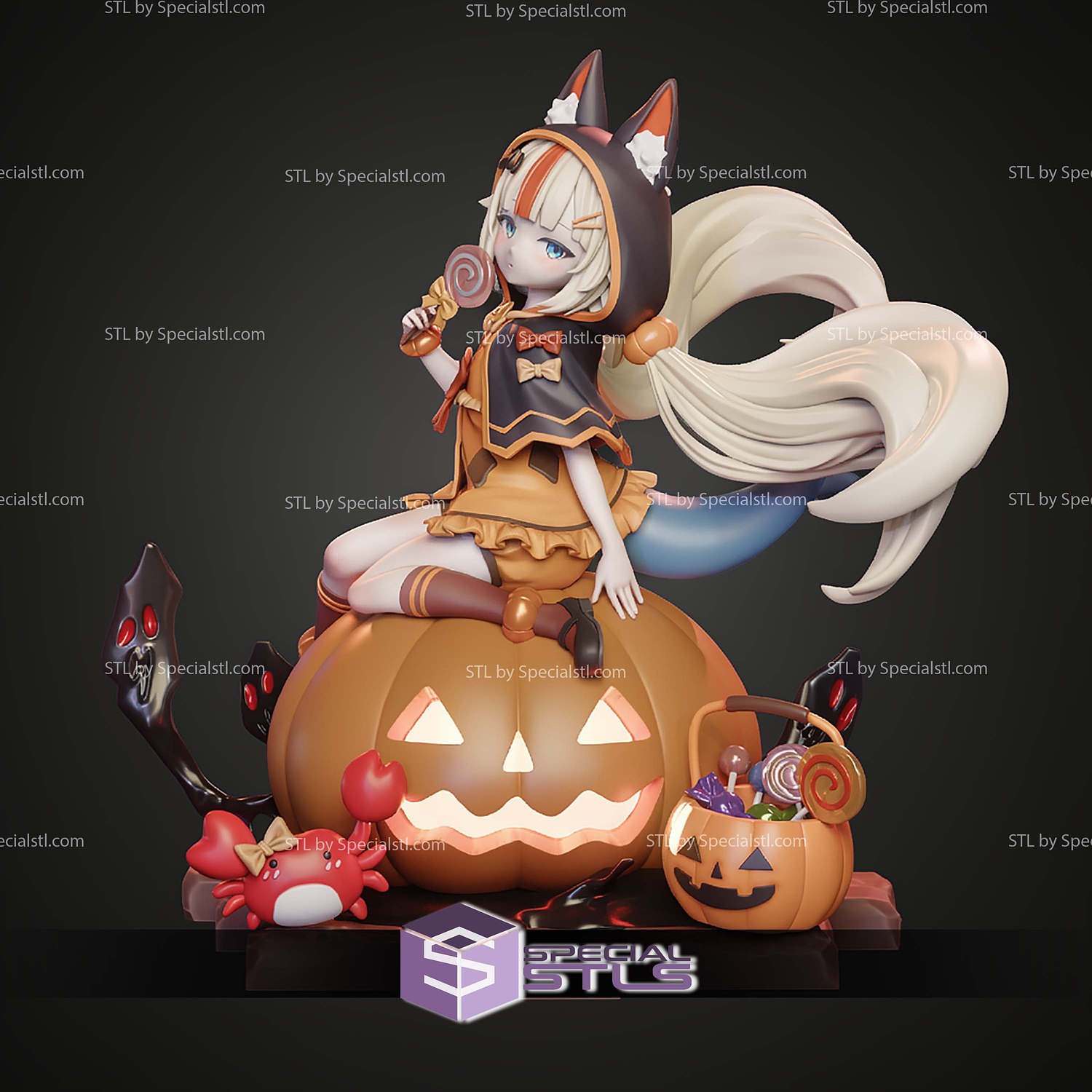 Sameko Saba Vtuber Halloween 240mm STL Files 3D Model — view 4