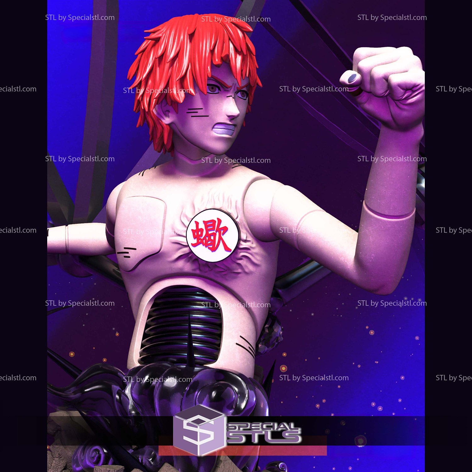 Sasori Battle Bust STL Files 3D Model — view 2
