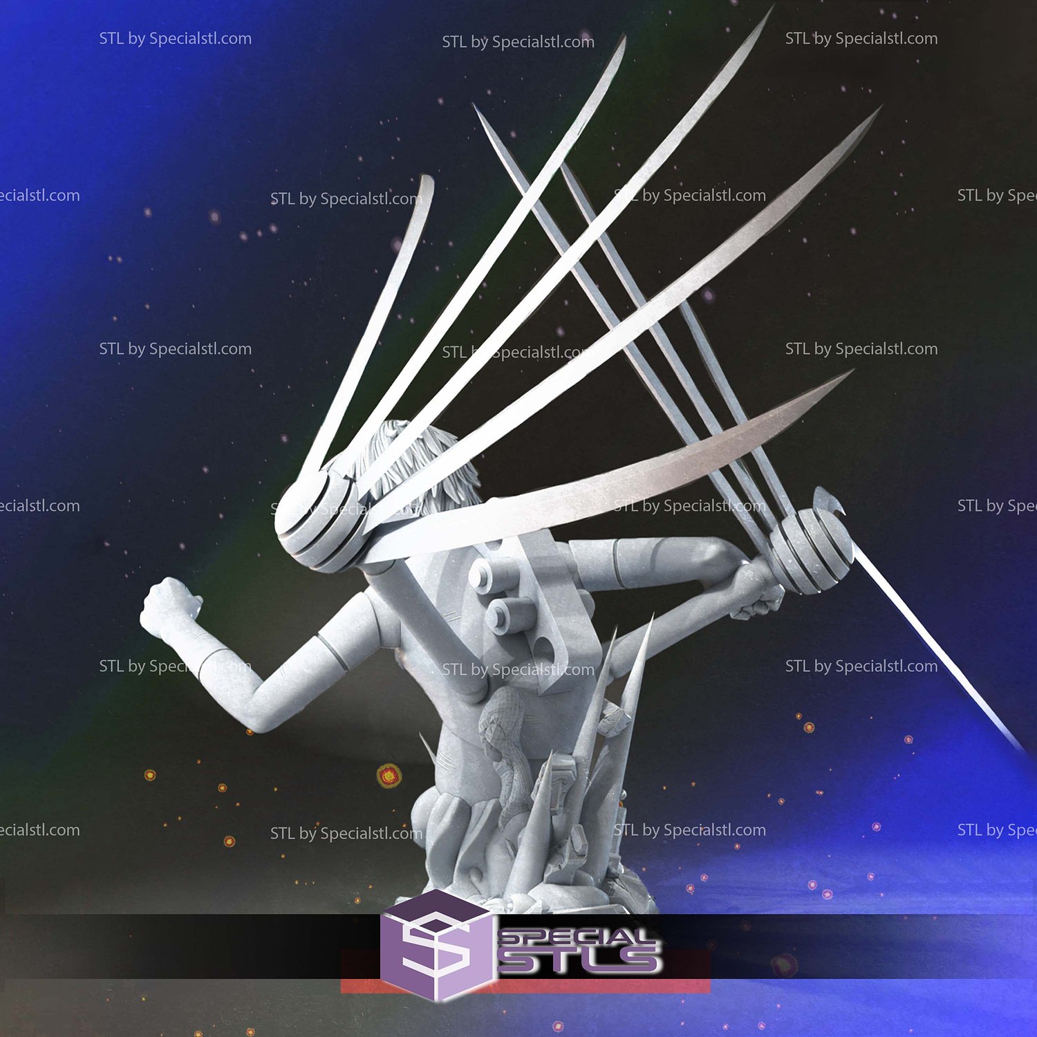 Sasori Battle Bust STL Files 3D Model — view 3