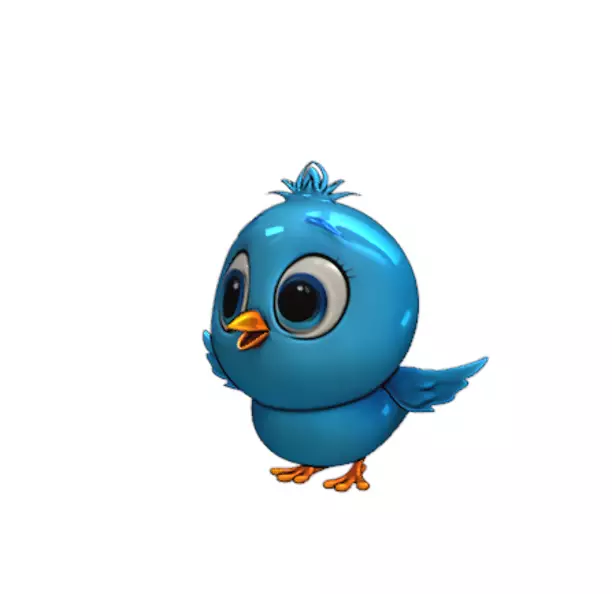 Cute Stylized Bird Character 3D BLEND Model — view 1
