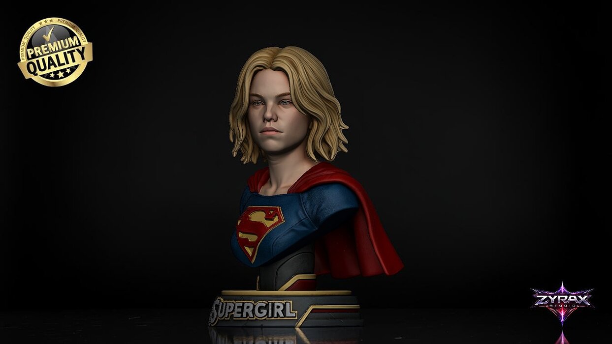 Supergirl Bust STL DC Comics 3D Print Sculpture Model OBJ Model — view 2