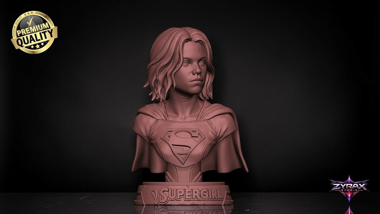 Supergirl Bust STL DC Comics 3D Print Sculpture Model OBJ Model — view 3