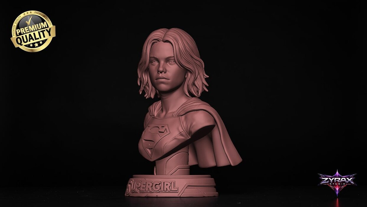 Supergirl Bust STL DC Comics 3D Print Sculpture Model OBJ Model — view 4