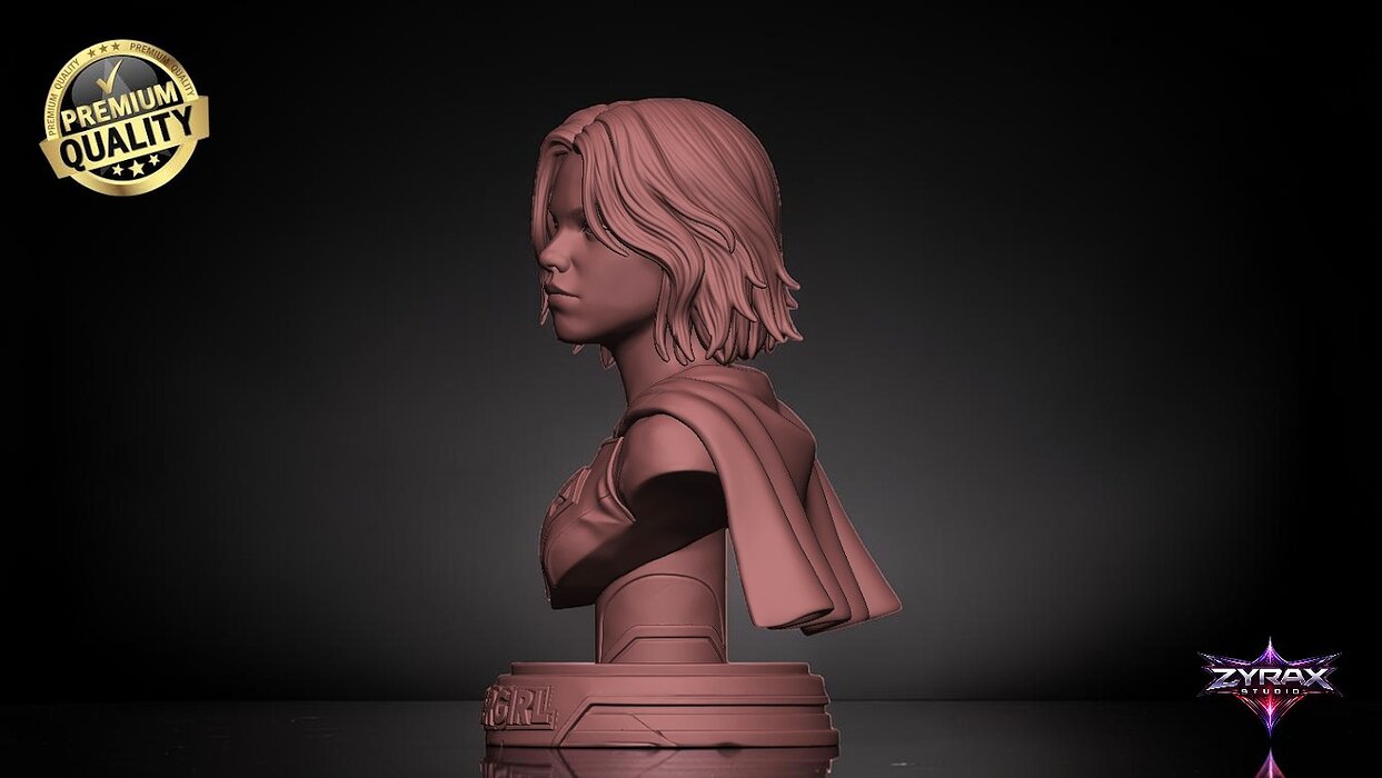 Supergirl Bust STL DC Comics 3D Print Sculpture Model OBJ Model — view 5