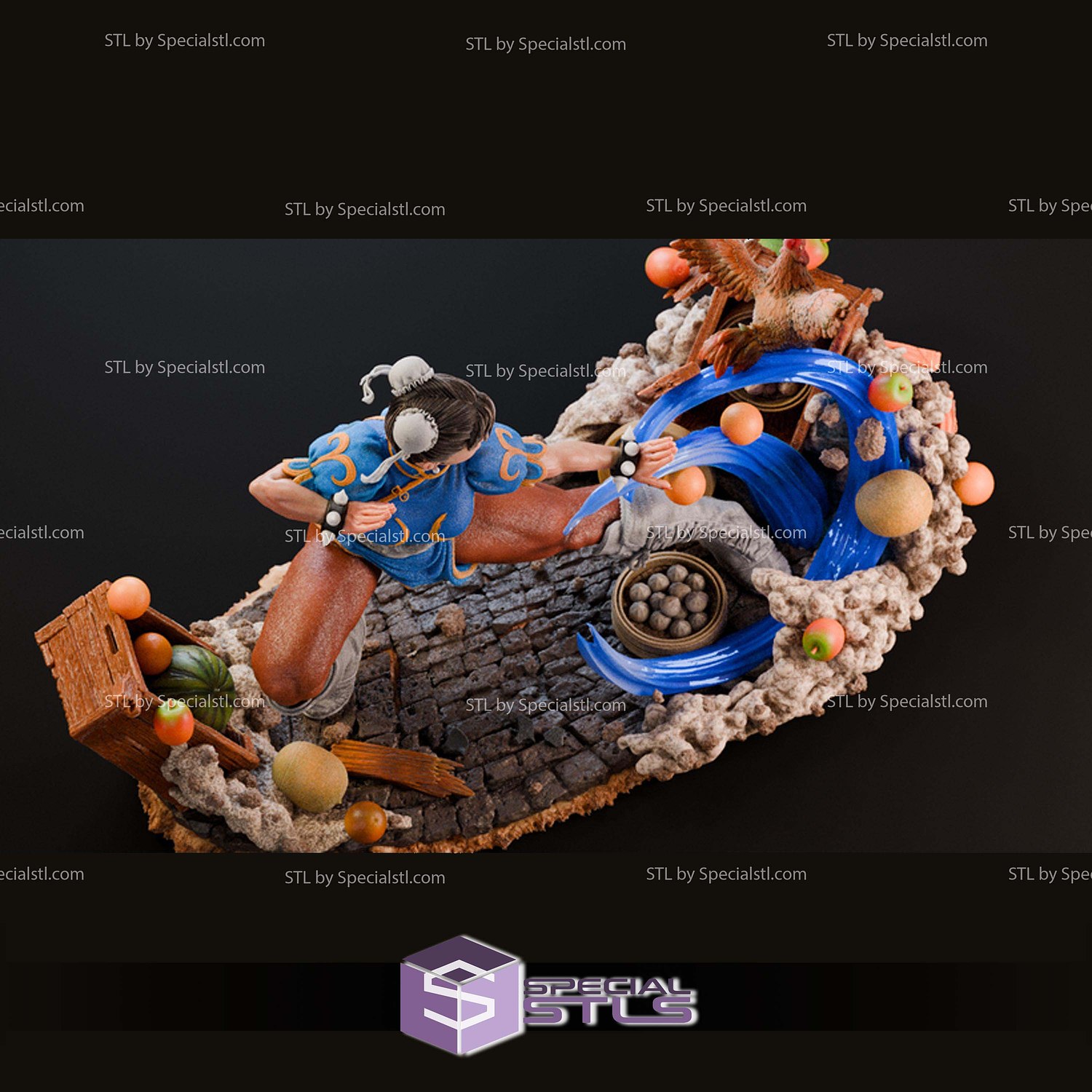 Chun Li Fun Warrior Diorama STL Files 3D Model — view 2