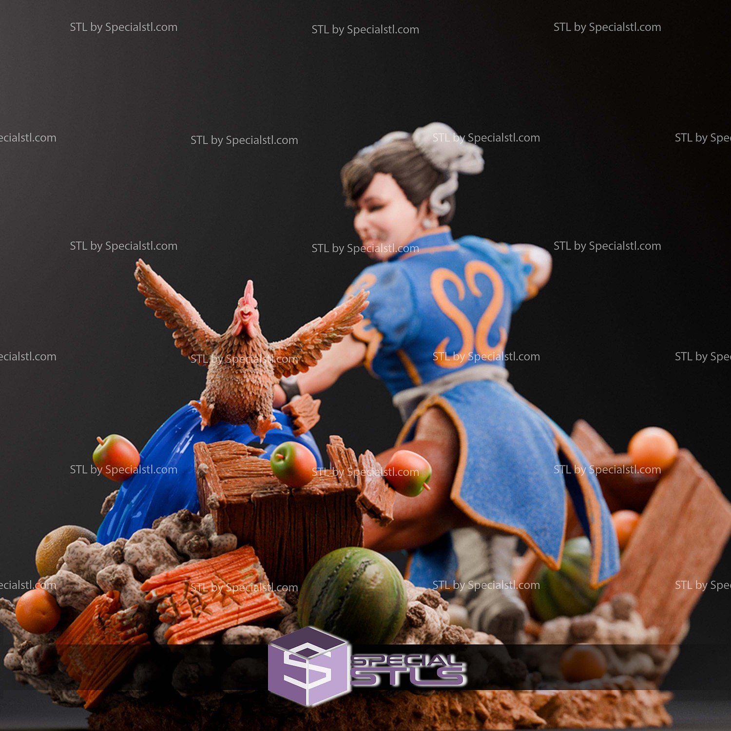 Chun Li Fun Warrior Diorama STL Files 3D Model — view 4